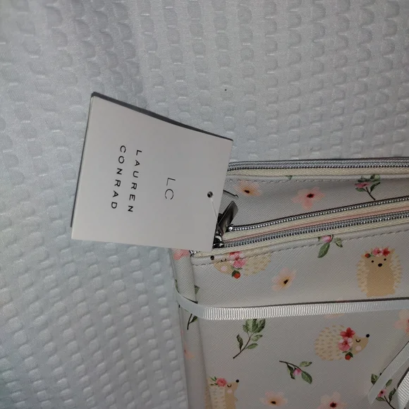 LC Lauren Conrad Floral Hedgehog Cosmetic Bag Set - Cream and Pink - Picture 2 of 3